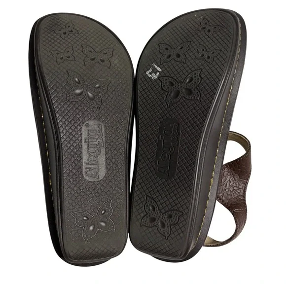 Alegria Lul-7608X Brown Leather Platform Sandals Womens 37 Adjustable Straps - Picture 8 of 11